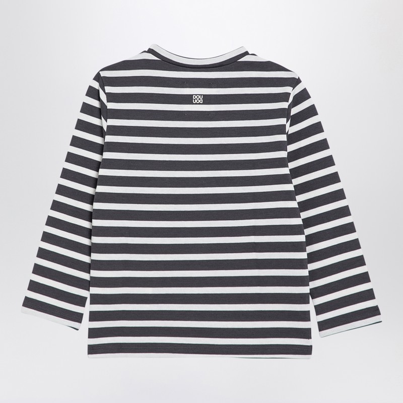 Douuod Grey/white Striped Cotton Jersey In Multicolor