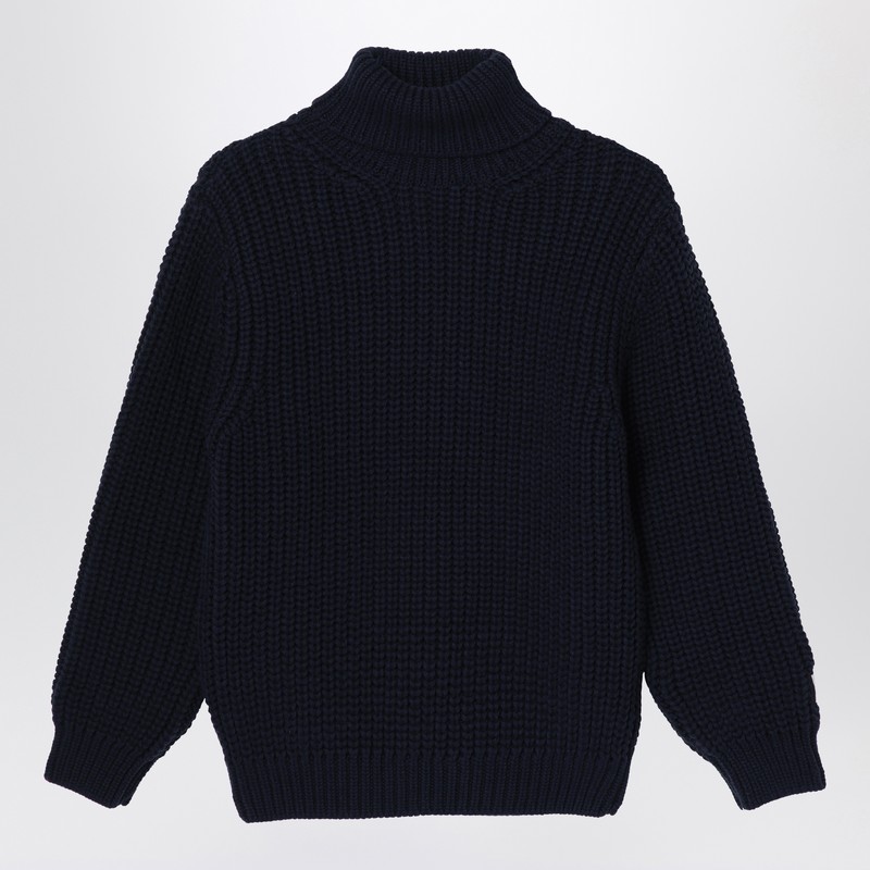 Dou Dou Blue Wool Turtleneck Sweater In Blue