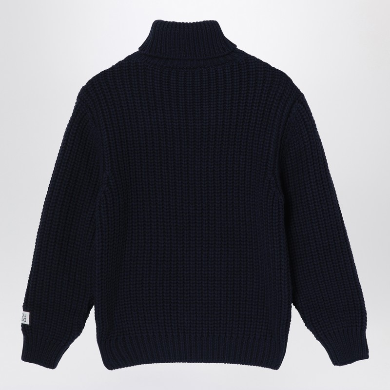 Dou Dou Blue Wool Turtleneck Sweater In Blue