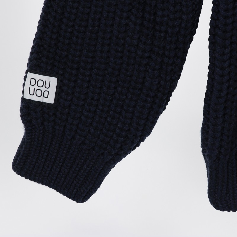 Dou Dou Blue Wool Turtleneck Sweater In Blue