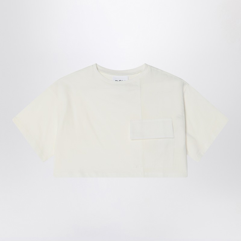 Ivory cropped t-shirt in cotton