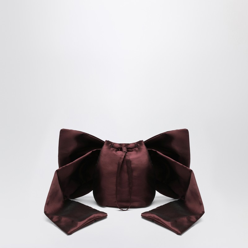 Douuod Adda Bag With Brown Bow In Burgundy