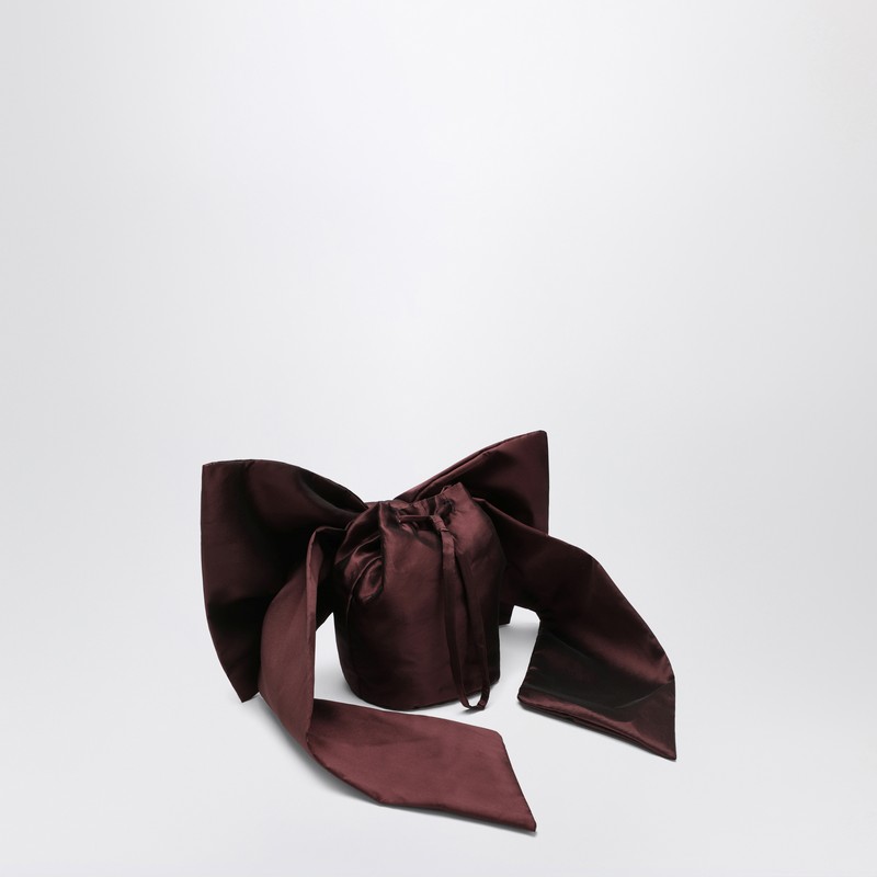 Douuod Adda Bag With Brown Bow In Burgundy