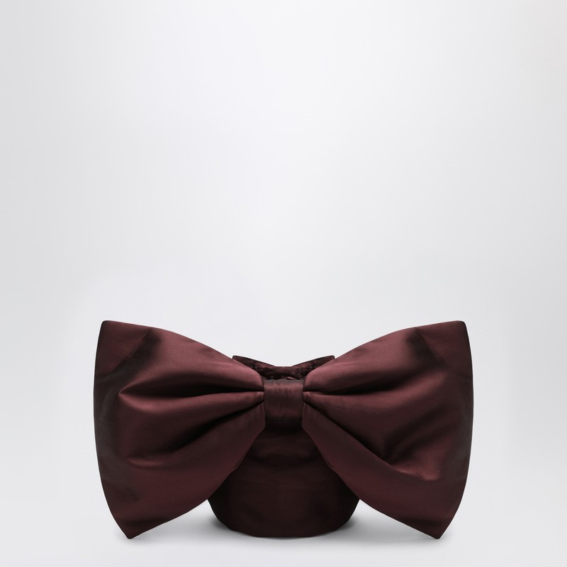 Douuod Adda Bag With Brown Bow In Burgundy