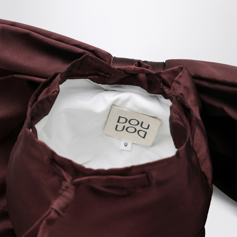 Douuod Adda Bag With Brown Bow In Burgundy