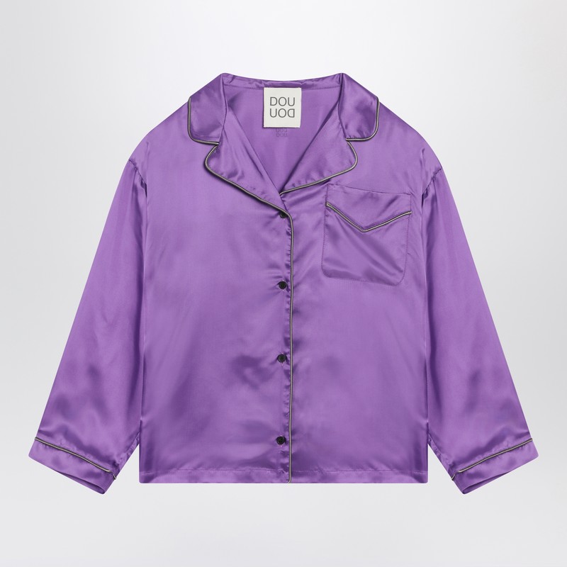 Purple satin pyjama shirt