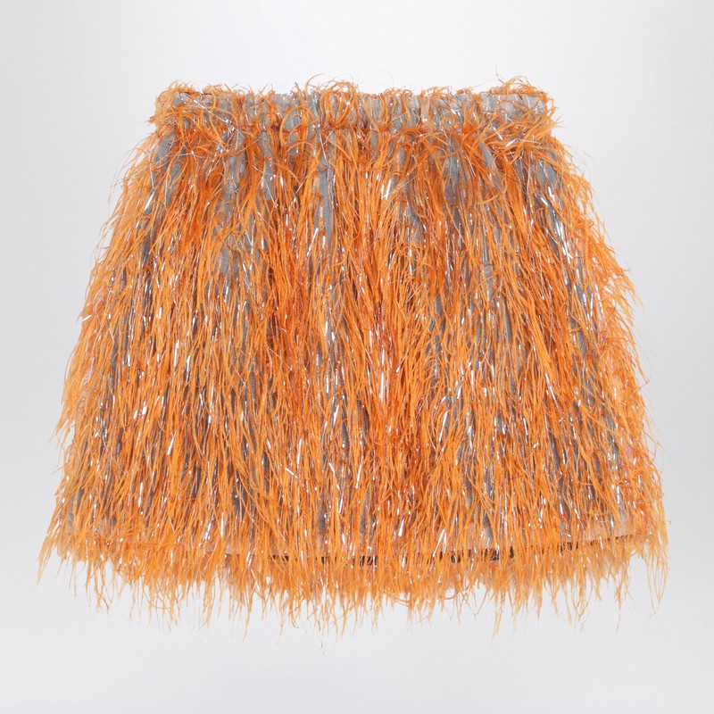 Orange Maracaibo skirt with feathers