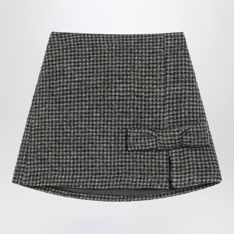Ebony/beige checked wool Nicaragua skirt