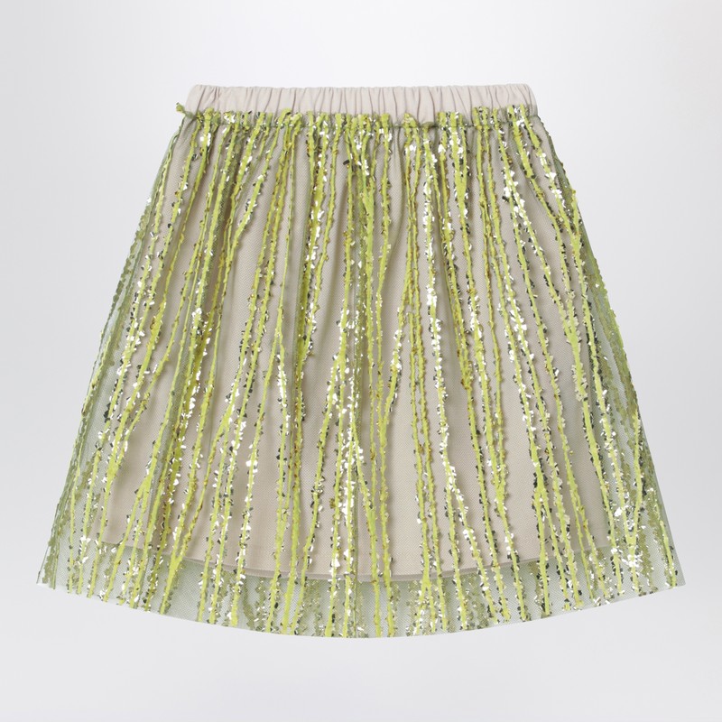 Tulle skirt with lime embroidery