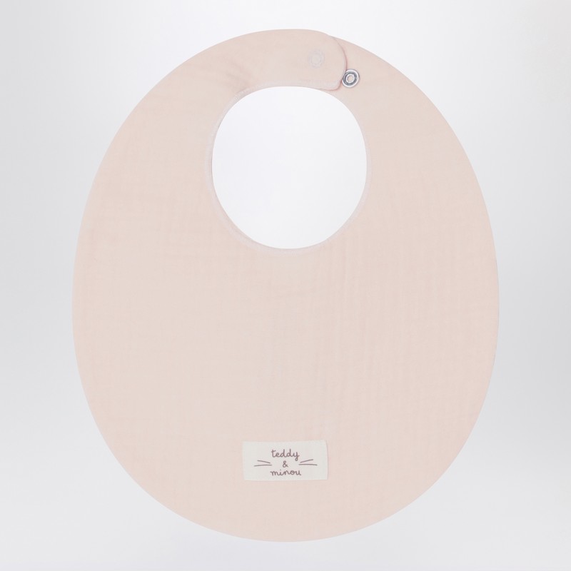 Teddy & Minou Pink Cotton Bib In Pink