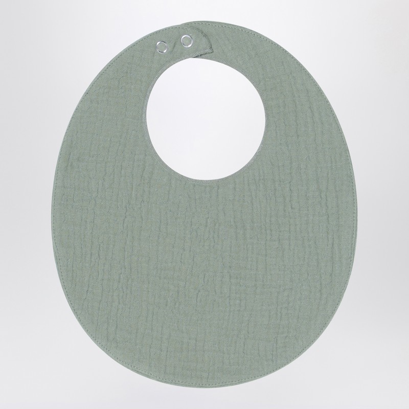 Teddy & Minou Sage Green Cotton Bib In Green