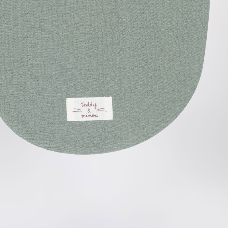 Teddy & Minou Sage Green Cotton Bib In Green