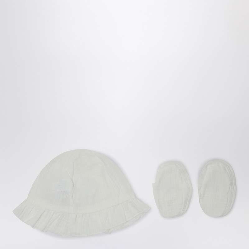 Teddy & Minou White Two-piece Set With Hat And Shoes In White