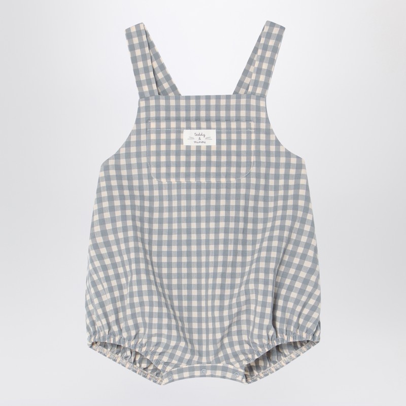 Teddy & Minou Checked Overall With T-shirt In Grey