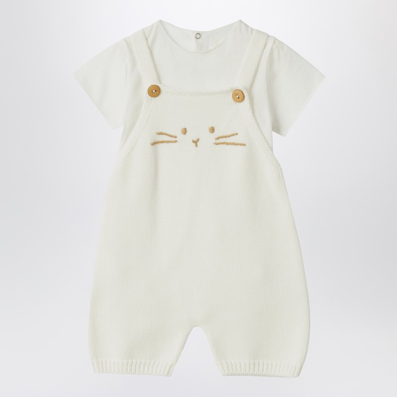 Teddy & Minou White Outfit With Jacket And Overalls In White