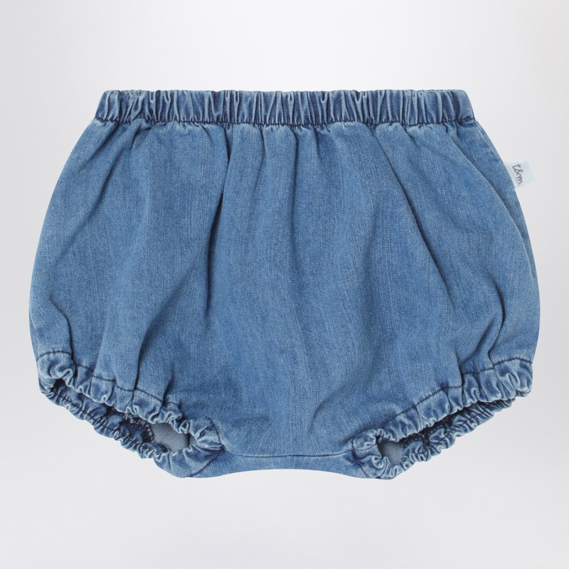 Teddy & Minou Blue Denim Cotton Culottes In Blue