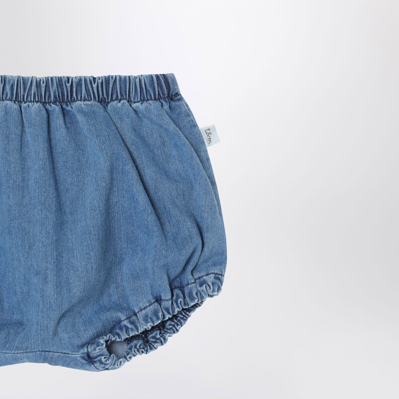 Teddy & Minou Blue Denim Cotton Culottes In Blue