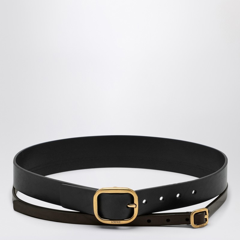 Black double leather belt