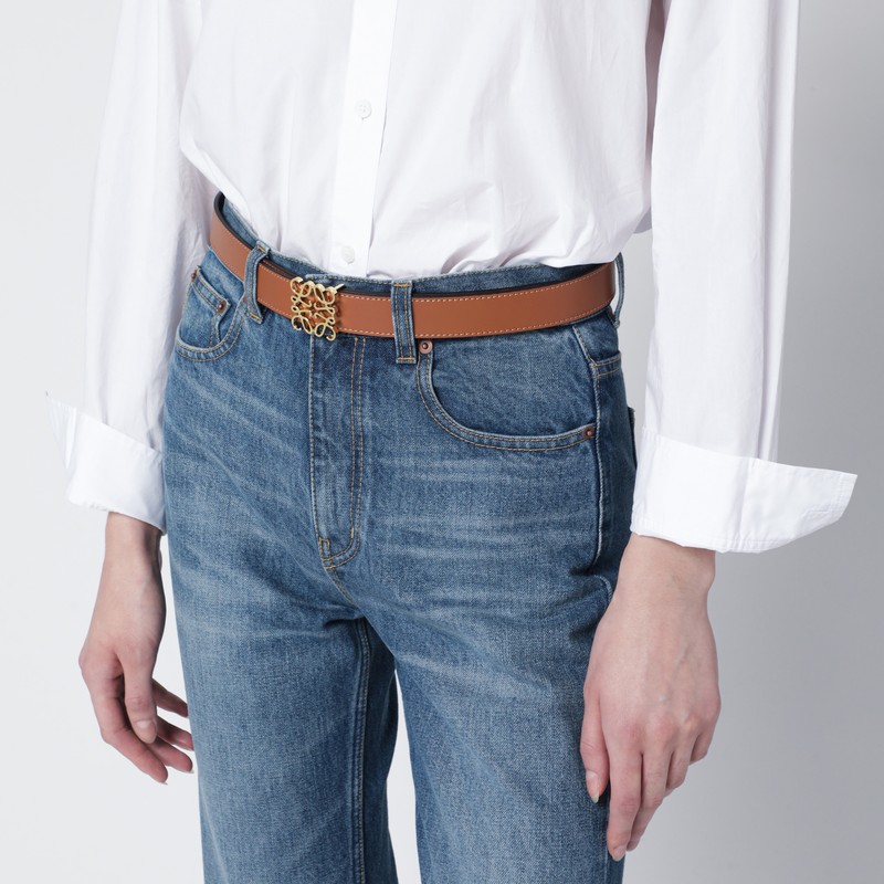 Loewe Reversible Leather Anagram Belt In Brown
