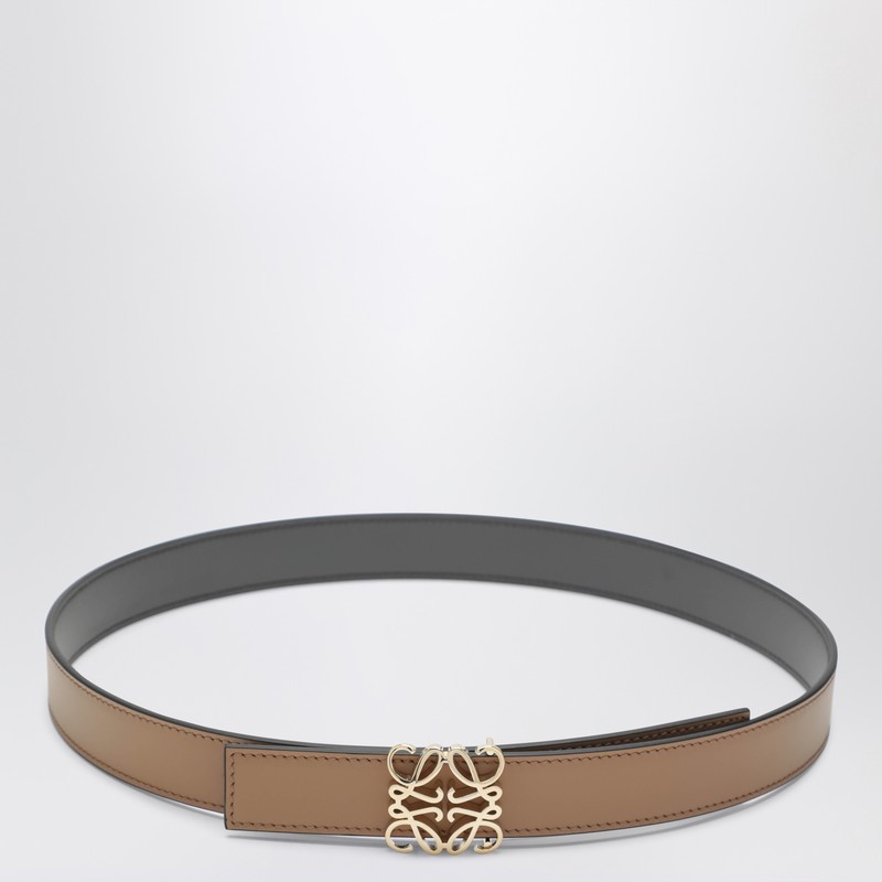 Loewe Reversible Anagram Belt In Beige/gray In Brown