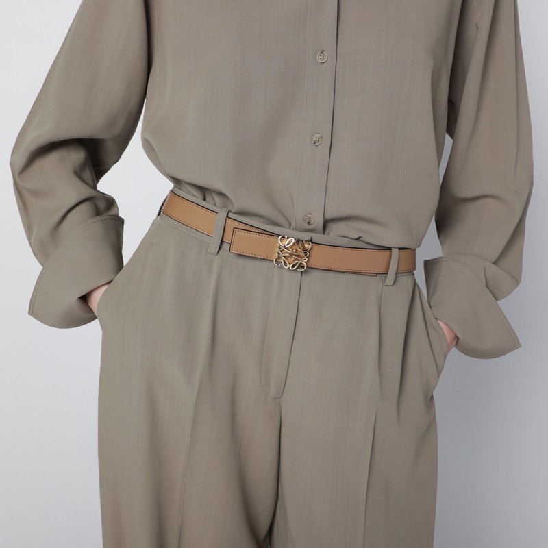 Loewe Reversible Anagram Belt In Beige/gray In Brown