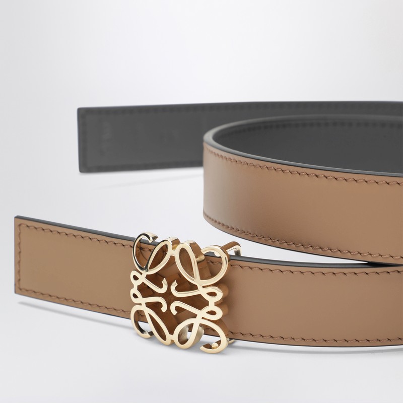 Loewe Reversible Anagram Belt In Beige/gray In Brown