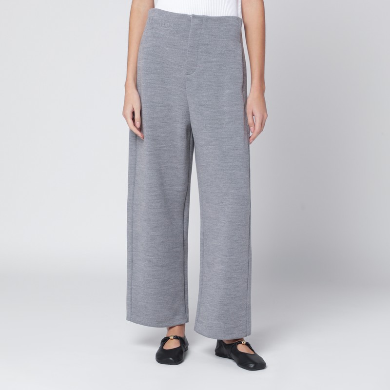Grey wool-cotton blend trousers
