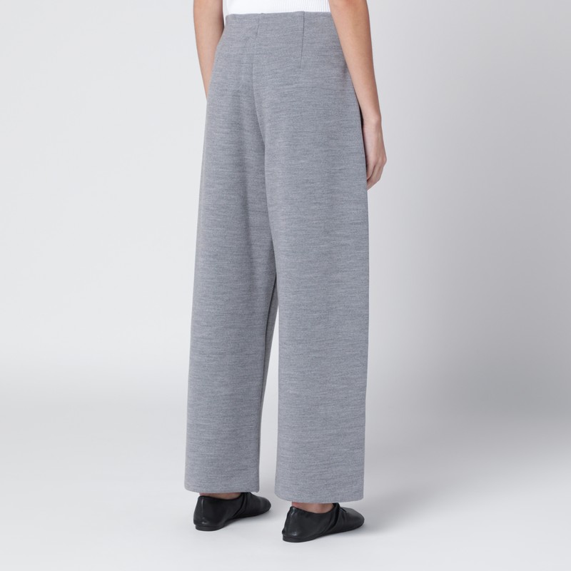 Max Mara Grey Wool-cotton Blend Trousers In Gray