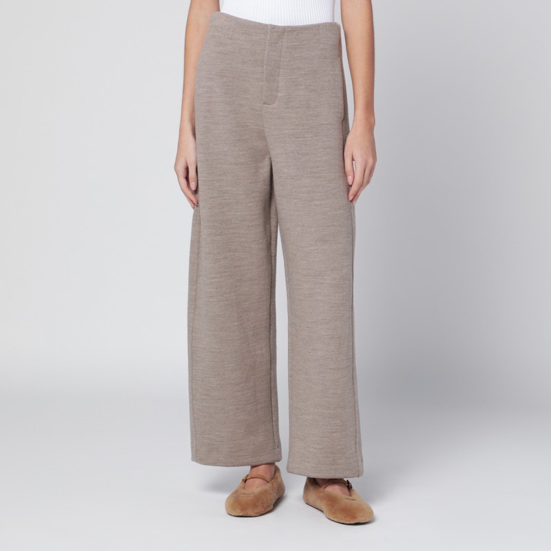 Beige wool-cotton blend trousers