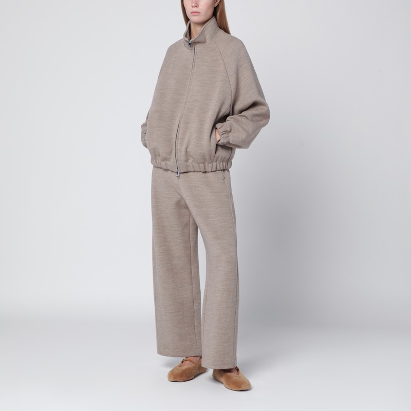 Max Mara Beige Wool-cotton Blend Trousers In Brown