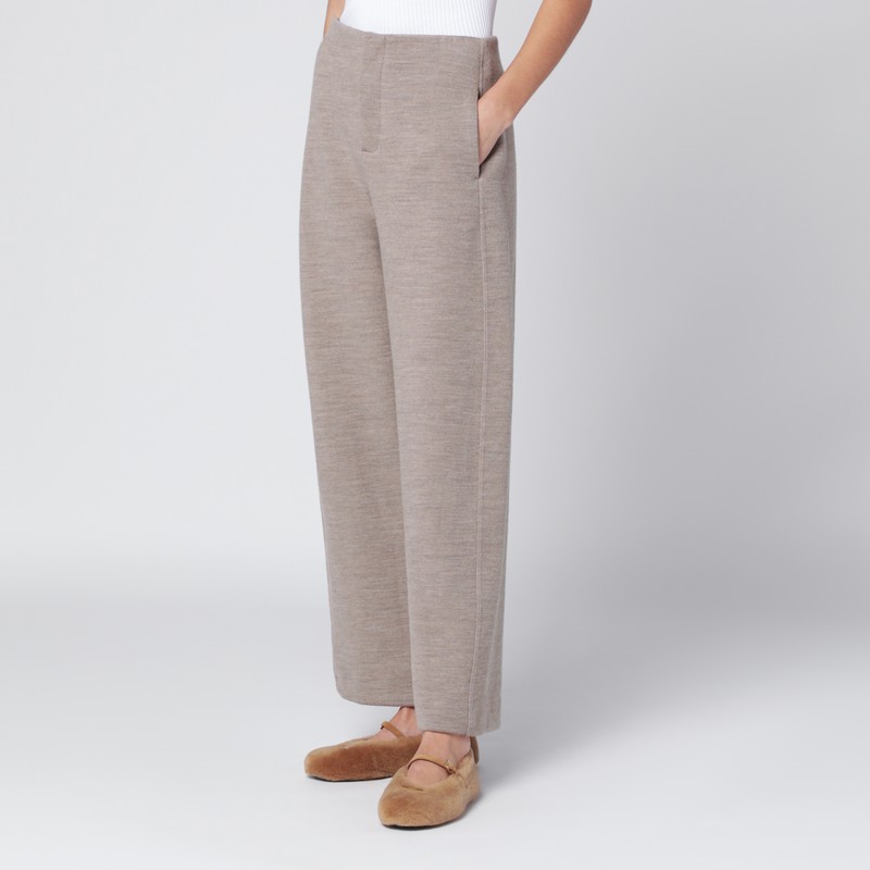 Max Mara Beige Wool-cotton Blend Trousers In Brown