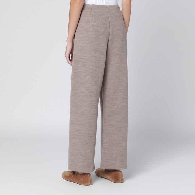 Max Mara Beige Wool-cotton Blend Trousers In Brown