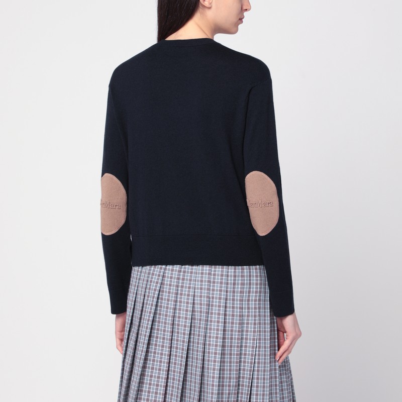 S Max Mara Navy Blue Wool Sweater In Blue