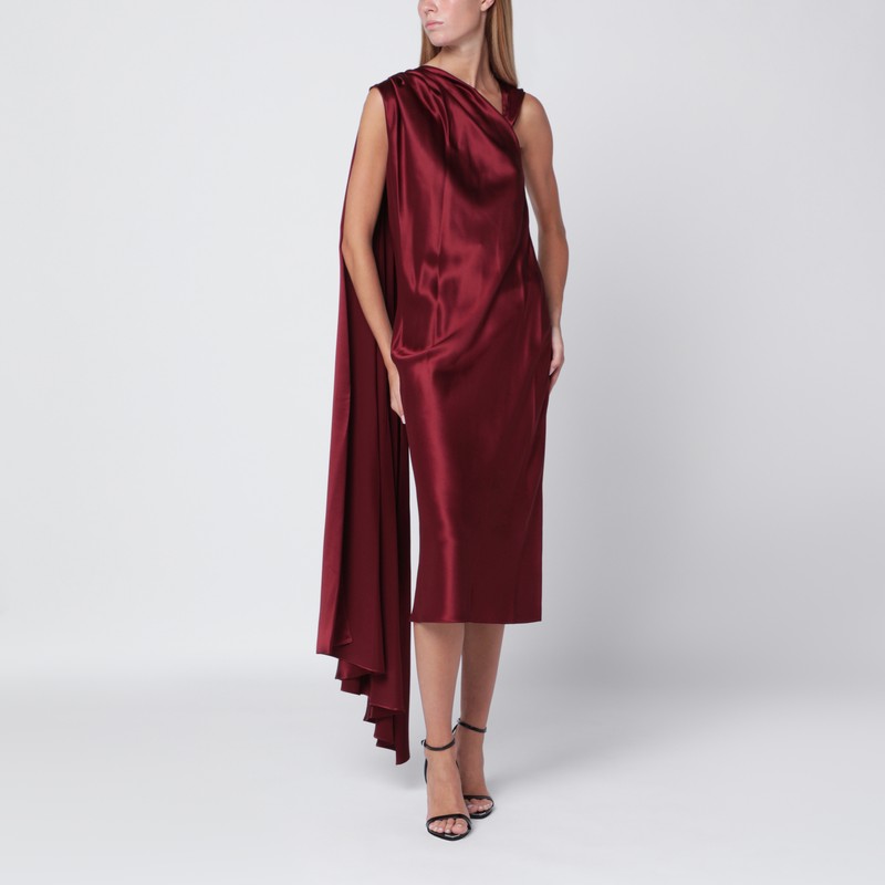 Max Mara Raspberry Cape Detail Dress In Red