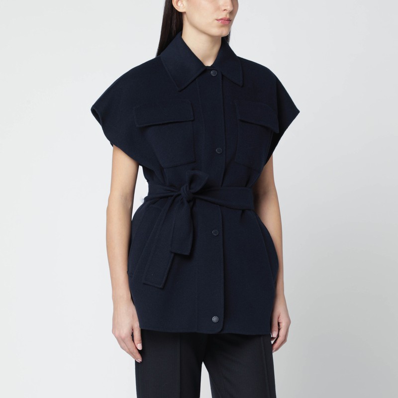 Weekend Max Mara Blue Wool-blend Belted Jacket
