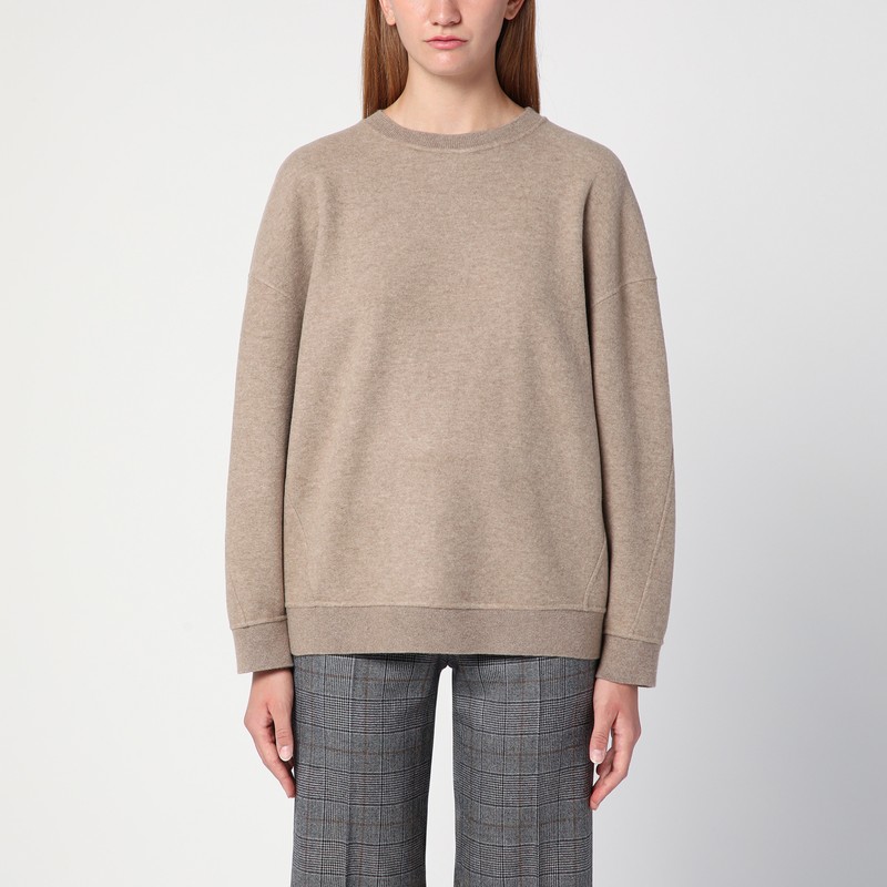 Beige sweatshirt in wool and cashmere blend