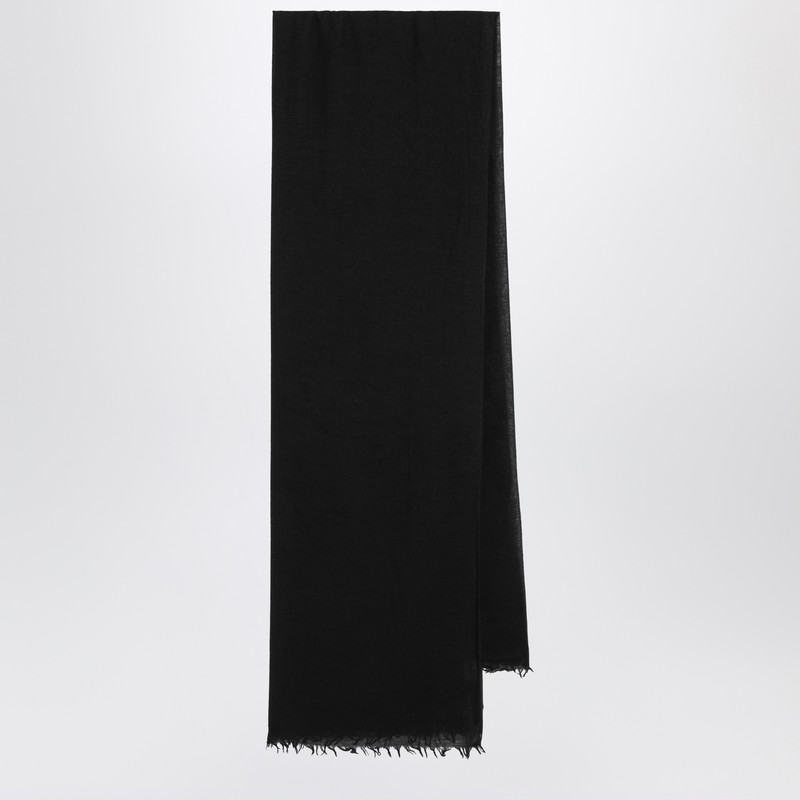 Black silk and cashmere-blend scarf