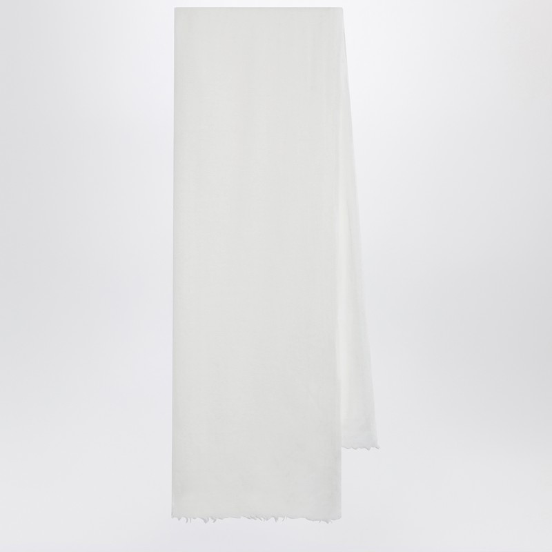 White silk and cashmere-blend scarf