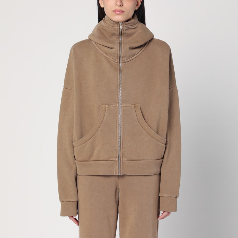 Beige zip-up sweatshirt in cotton