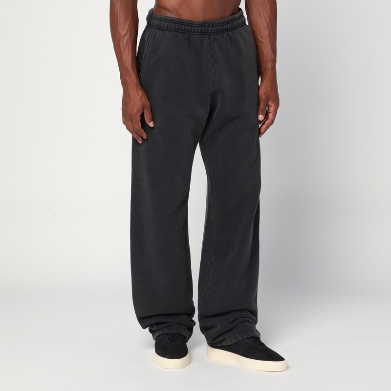 Washed black cotton jogging pants
