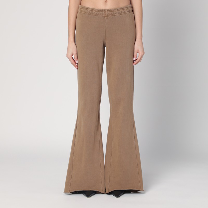 Cotton beige flared trousers