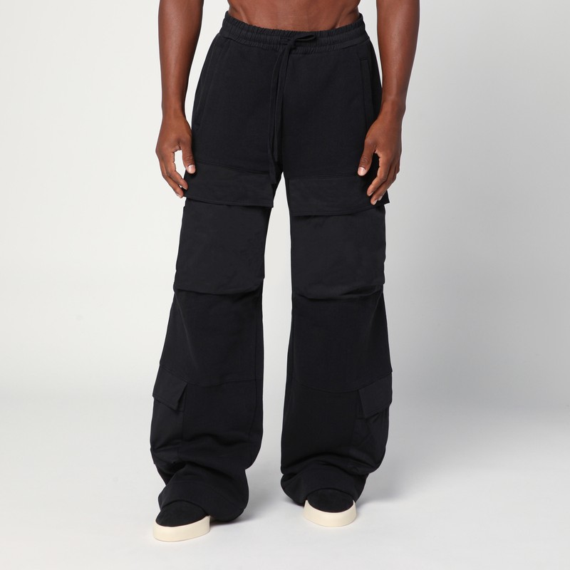 Black cotton cargo pants