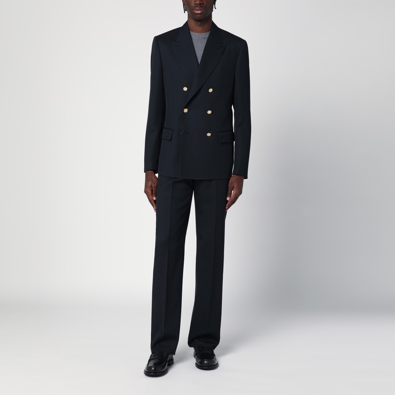 Lardini Navy Blue Double-breasted Wool Jacket In Blue