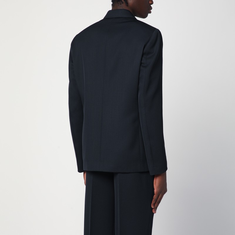 Lardini Navy Blue Double-breasted Wool Jacket In Blue