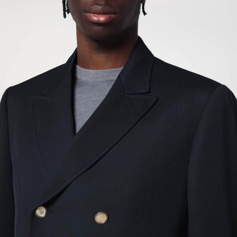 Lardini Navy Blue Double-breasted Wool Jacket In Blue