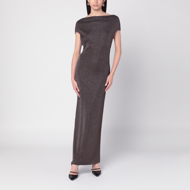 Max Mara Brown Dress In Viscose And Lurex Yarn In Brown