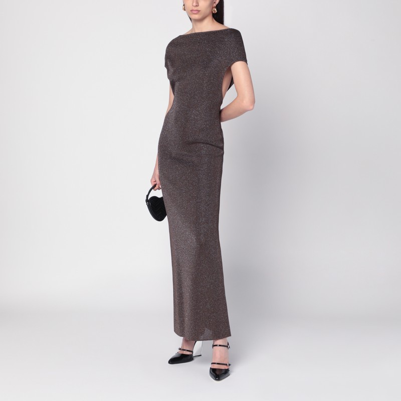 Max Mara Brown Dress In Viscose And Lurex Yarn In Brown
