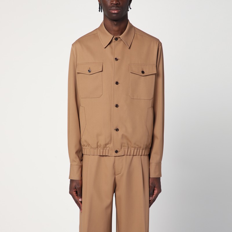 Lardini Wool Buttoned Overshirt In Beige