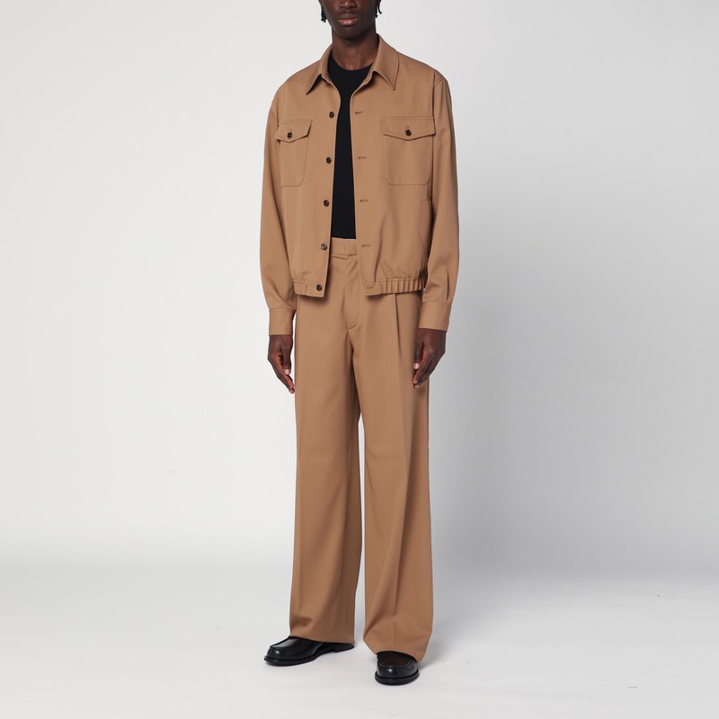 Lardini Wool Buttoned Overshirt In Beige