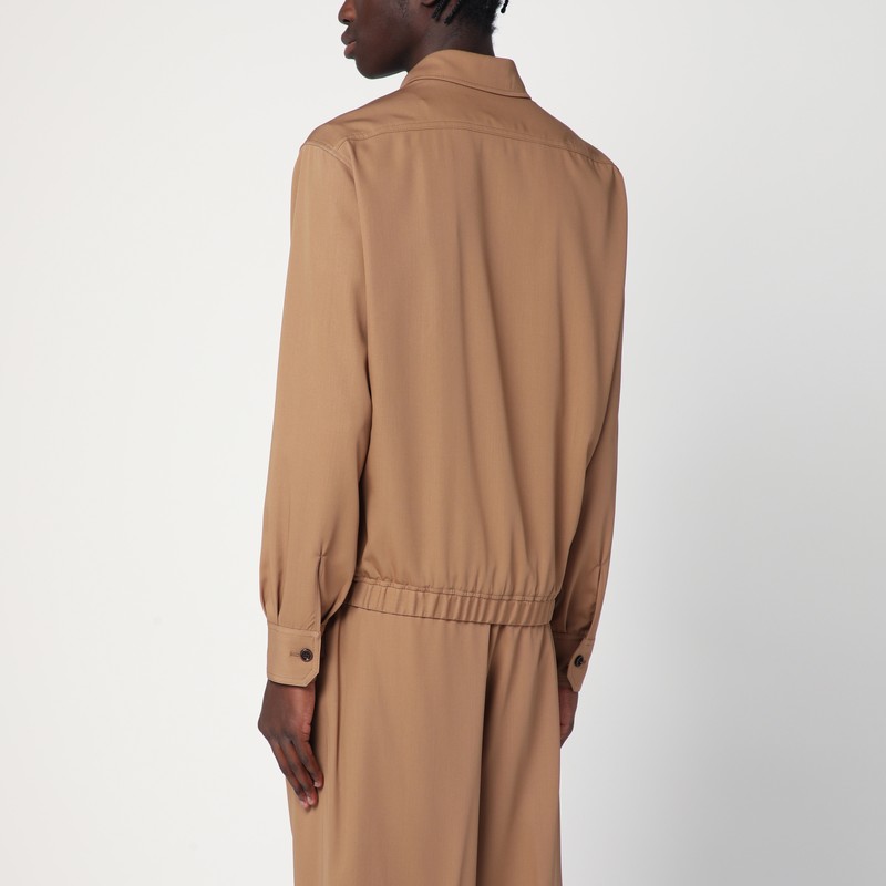 Lardini Wool Buttoned Overshirt In Beige